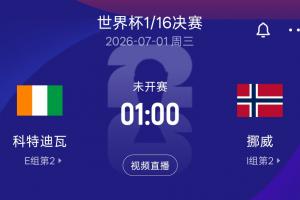 1/16决赛挪威vs科特迪瓦 胜者将和巴西日本胜者会师16强-l2